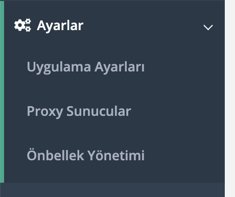 Uygulama Ayarları Menüsü